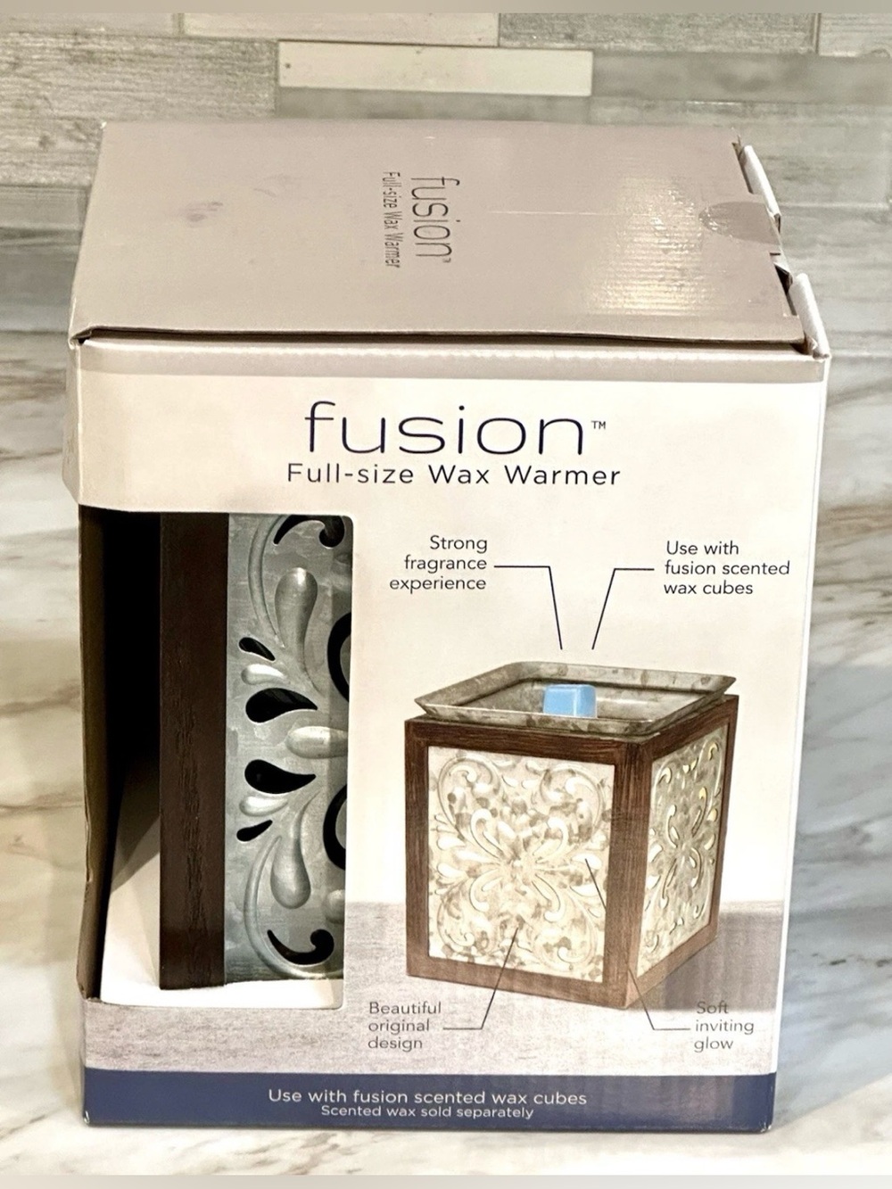 Fusion Full-Size Wax Warmer Swirlin' Tin Wooden Farmhouse Soft Glow
